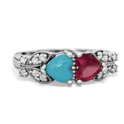 turquoise-ruby keepsake butterfly ring