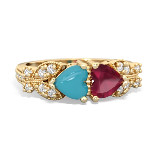 turquoise-ruby keepsake butterfly ring