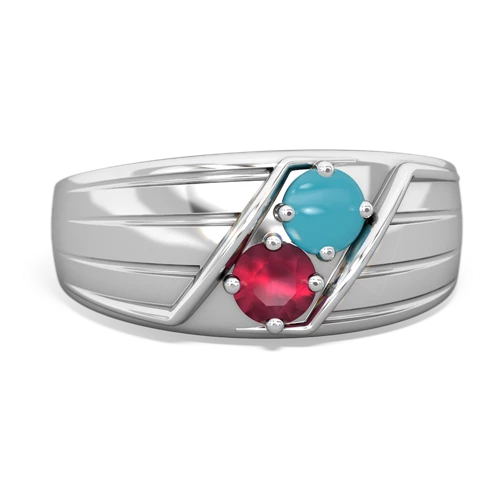 turquoise-ruby mens ring