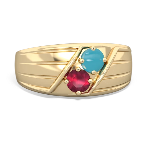 turquoise-ruby mens ring