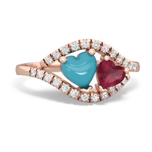 turquoise-ruby mother child ring