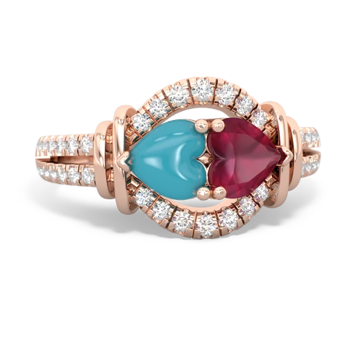 turquoise-ruby pave keepsake ring