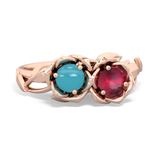 turquoise-ruby roses ring