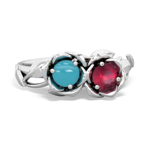 turquoise-ruby roses ring