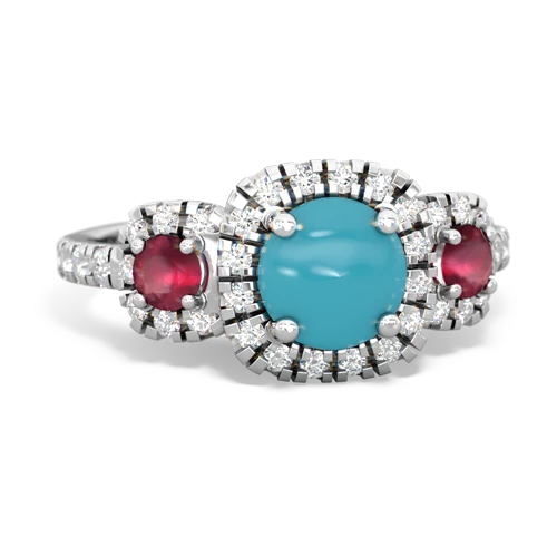 turquoise-ruby three stone regal ring