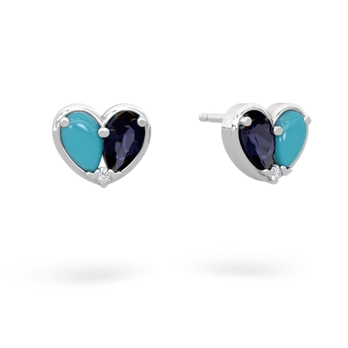turquoise-sapphire one heart earrings