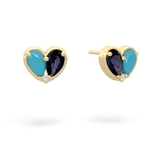 turquoise-sapphire one heart earrings