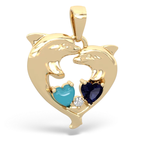 turquoise-sapphire dolphins pendant