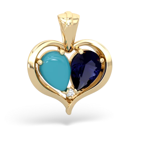turquoise-sapphire half heart whole pendant