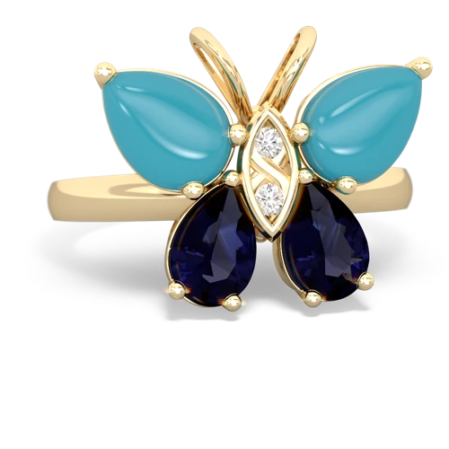 turquoise-sapphire butterfly ring