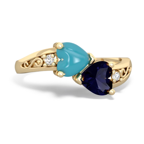 turquoise-sapphire filligree ring