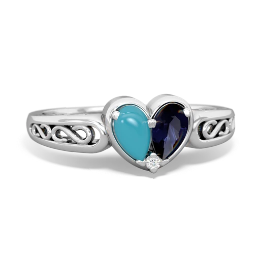 turquoise-sapphire filligree ring