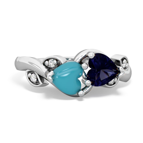 turquoise-sapphire floral keepsake ring