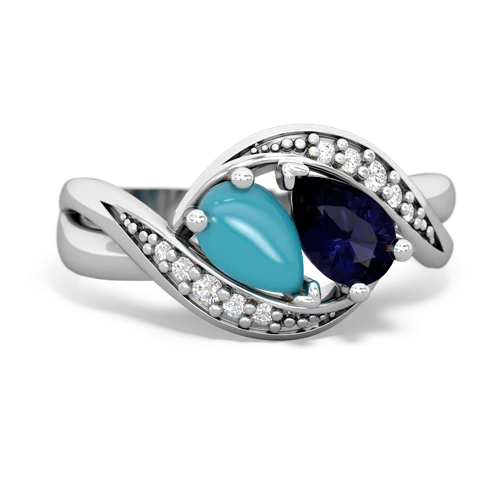 turquoise-sapphire keepsake curls ring