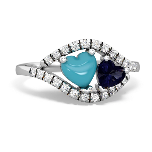 turquoise-sapphire mother child ring