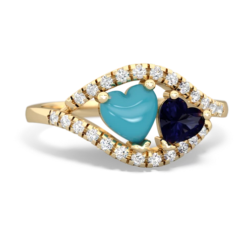 turquoise-sapphire mother child ring