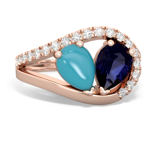 turquoise-sapphire pave heart ring