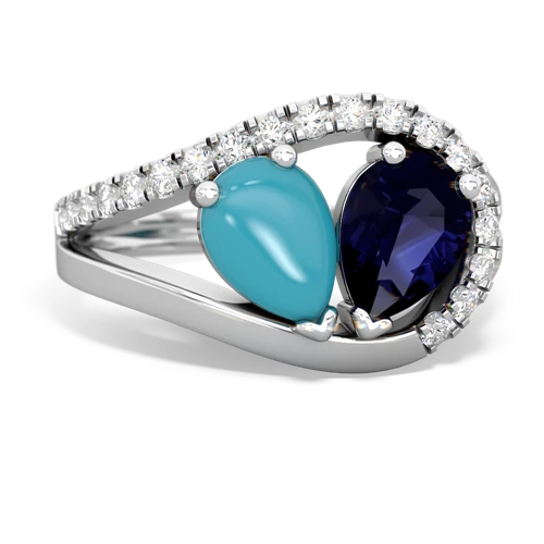 turquoise-sapphire pave heart ring