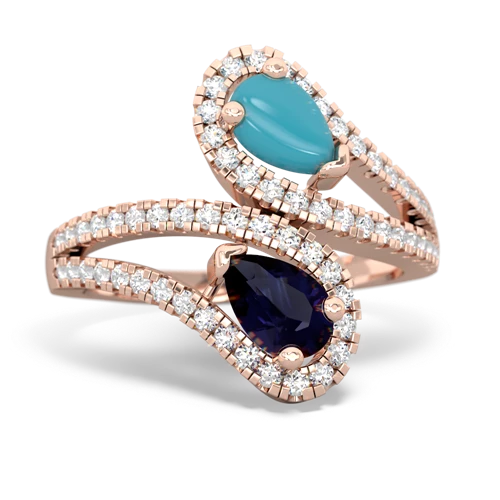 turquoise-sapphire pave swirls ring
