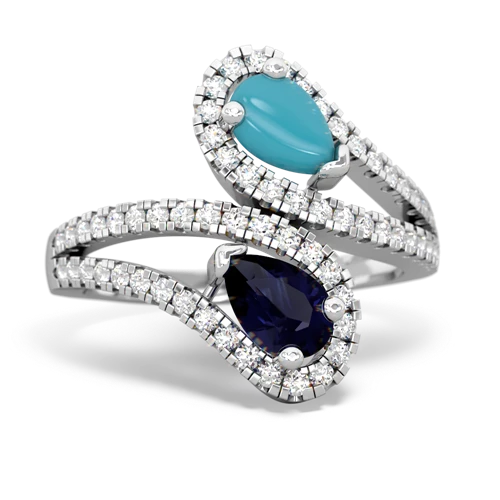 turquoise-sapphire pave swirls ring