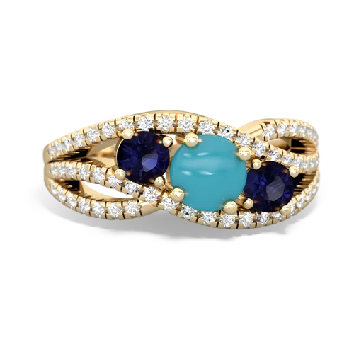 turquoise-sapphire three stone pave ring