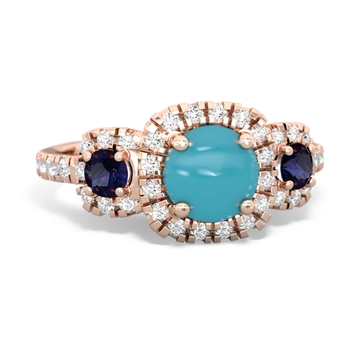 turquoise-sapphire three stone regal ring