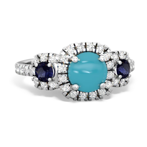 turquoise-sapphire three stone regal ring