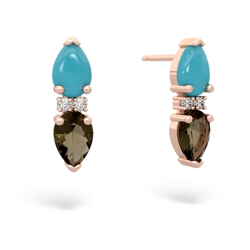 turquoise-smoky quartz bowtie earrings