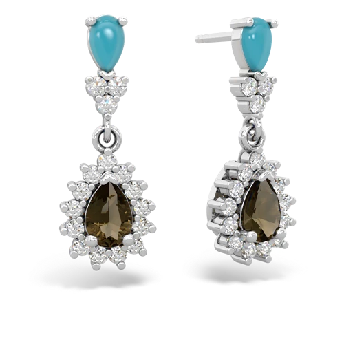 turquoise-smoky quartz dangle earrings