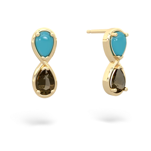 turquoise-smoky quartz infinity earrings