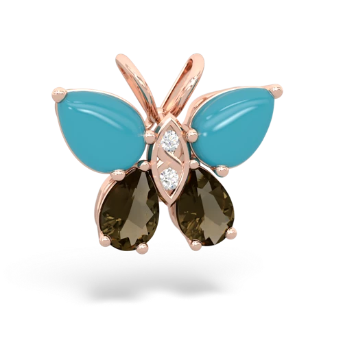 turquoise-smoky quartz butterfly pendant