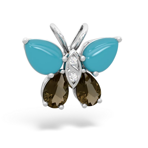 turquoise-smoky quartz butterfly pendant