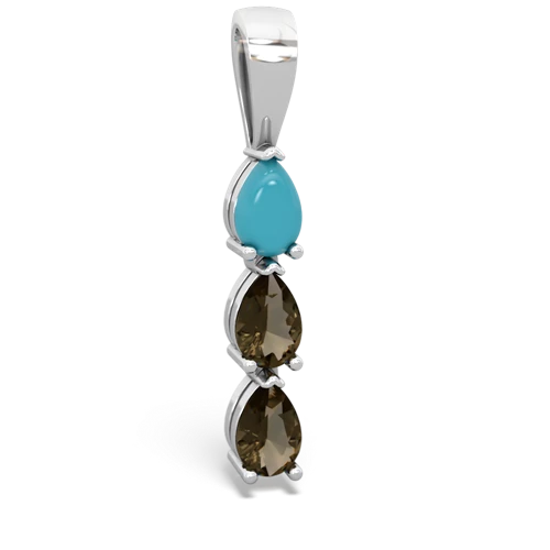 turquoise-smoky quartz three stone pendant