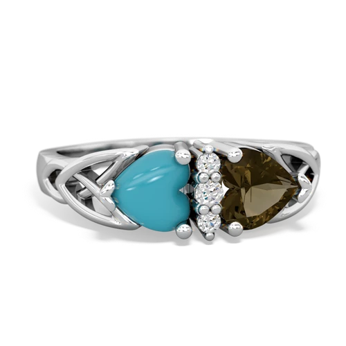 turquoise-smoky quartz celtic ring