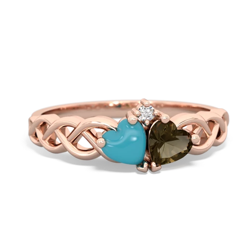 turquoise-smoky quartz celtic braid ring