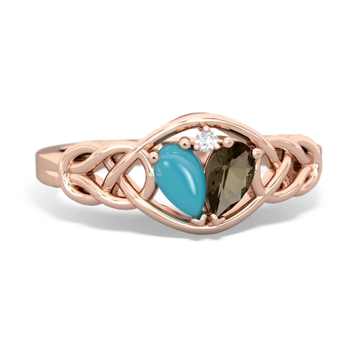 turquoise-smoky quartz celtic knot ring