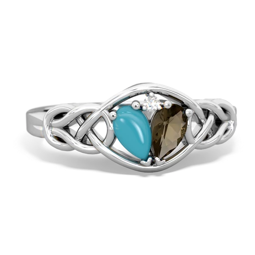 turquoise-smoky quartz celtic knot ring