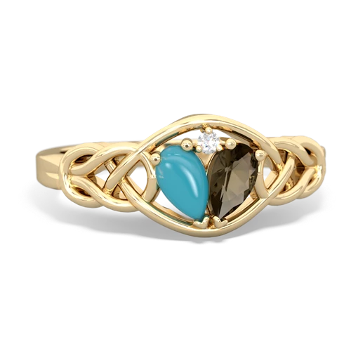 turquoise-smoky quartz celtic knot ring