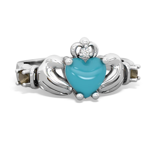 turquoise-smoky quartz claddagh ring