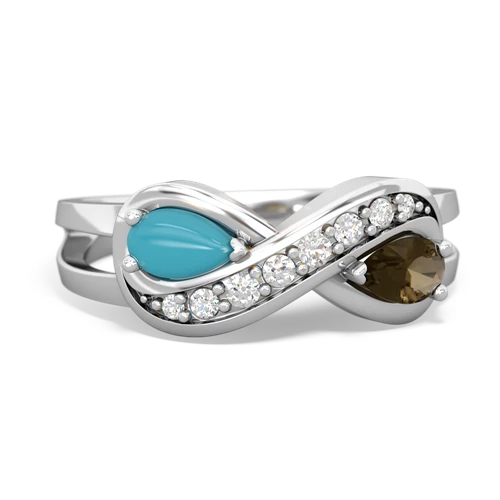 turquoise-smoky quartz diamond infinity ring