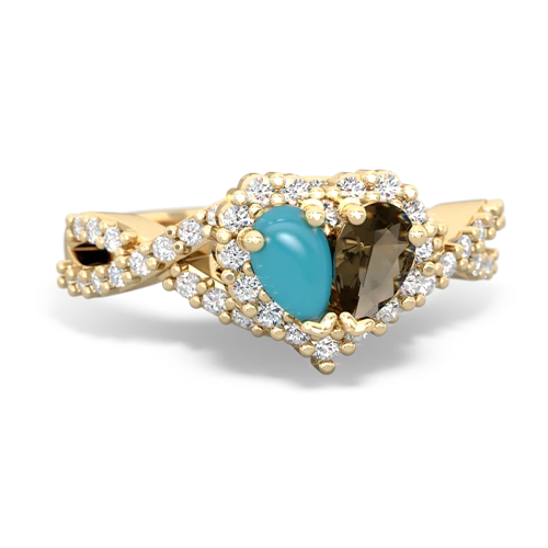 turquoise-smoky quartz engagement ring