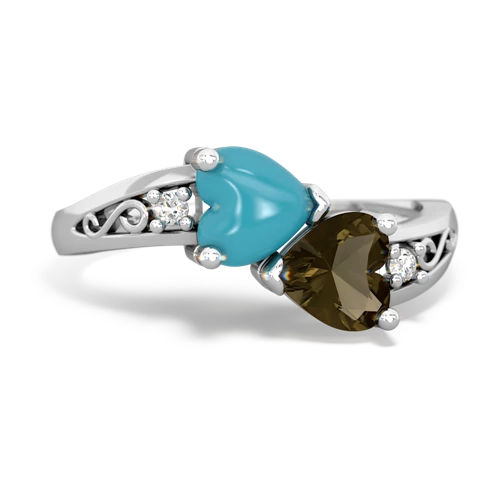 turquoise-smoky quartz filligree ring