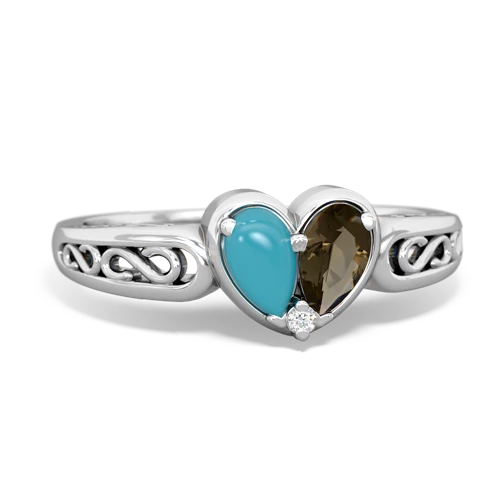 turquoise-smoky quartz filligree ring
