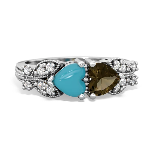 turquoise-smoky quartz keepsake butterfly ring