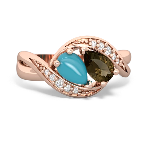 turquoise-smoky quartz keepsake curls ring