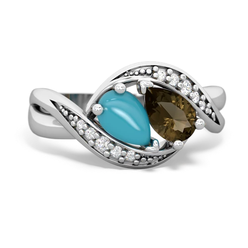 turquoise-smoky quartz keepsake curls ring