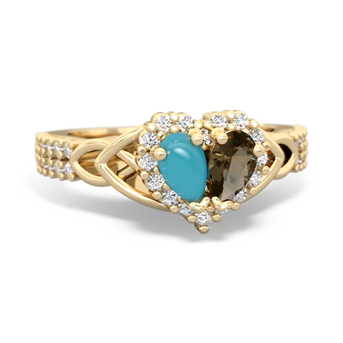 turquoise-smoky quartz keepsake engagement ring