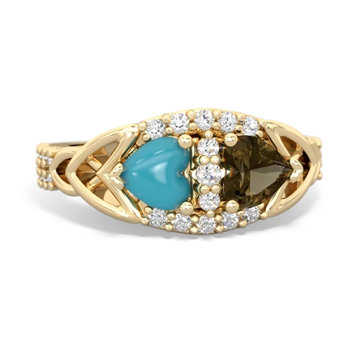 turquoise-smoky quartz keepsake engagement ring