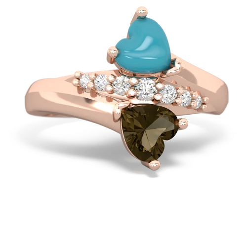 turquoise-smoky quartz modern ring
