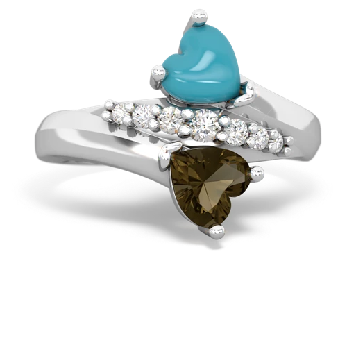 turquoise-smoky quartz modern ring